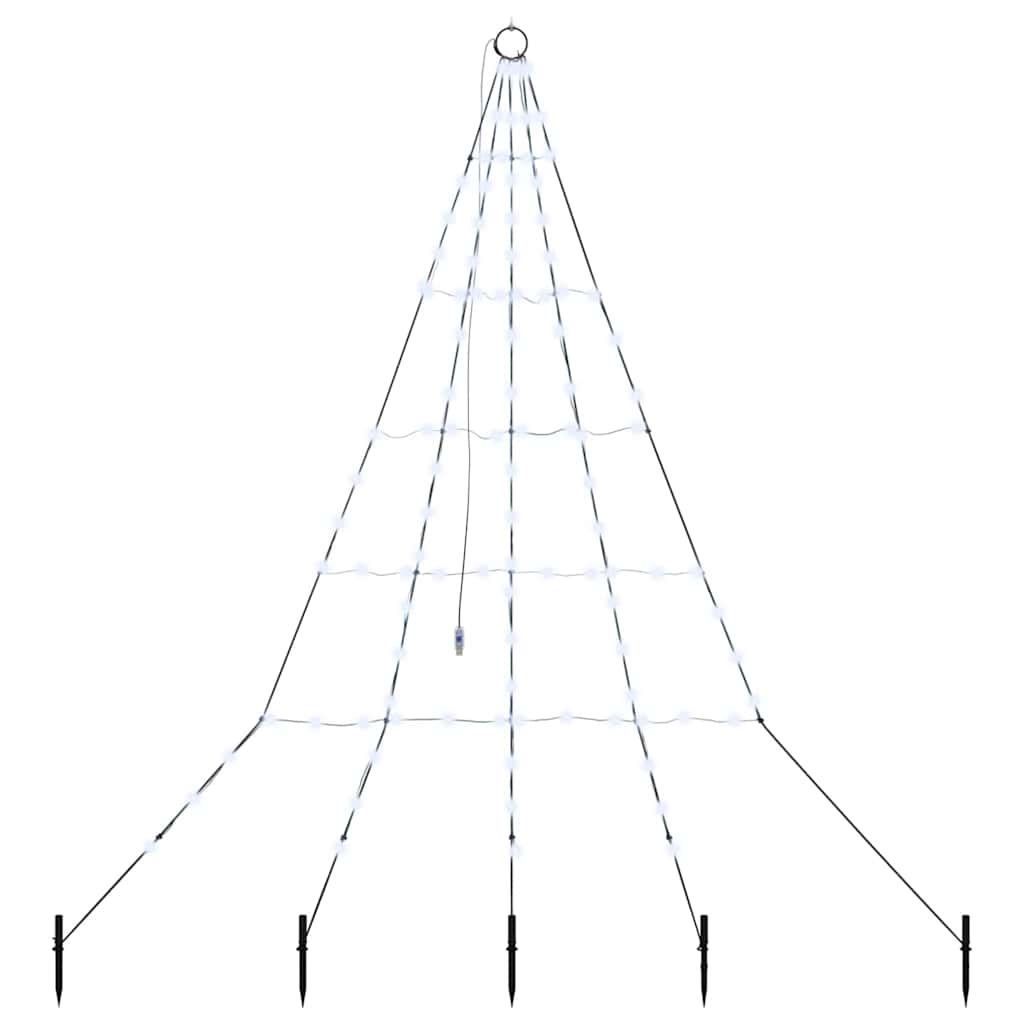 Albero di Natale a LED con picchetti da terra, bianco freddo, 180 cm, metallo