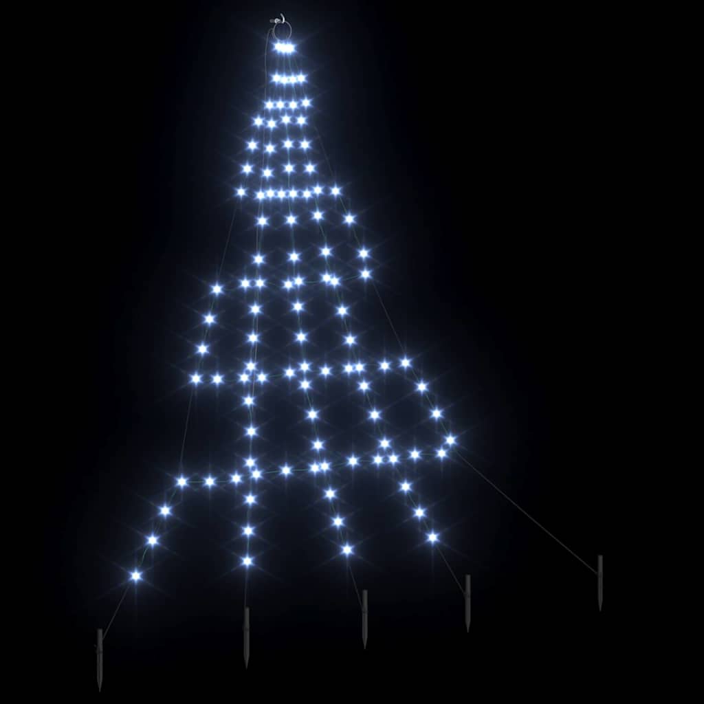 Albero di Natale a LED con picchetti da terra, bianco freddo, 180 cm, metallo