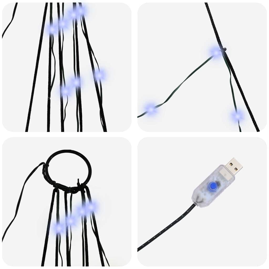 Albero di Natale a LED con picchetti da terra, blu, 180 cm, metallo