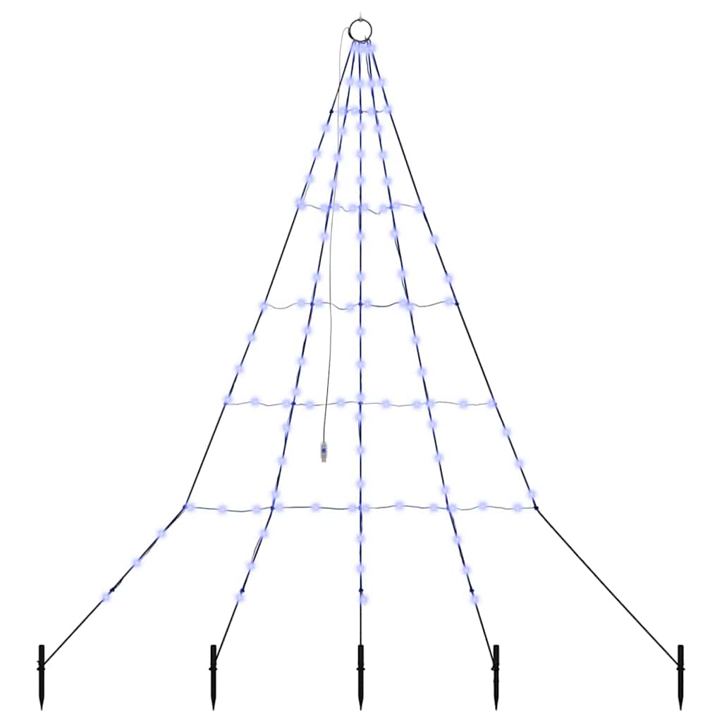 Albero di Natale a LED con picchetti da terra, blu, 180 cm, metallo