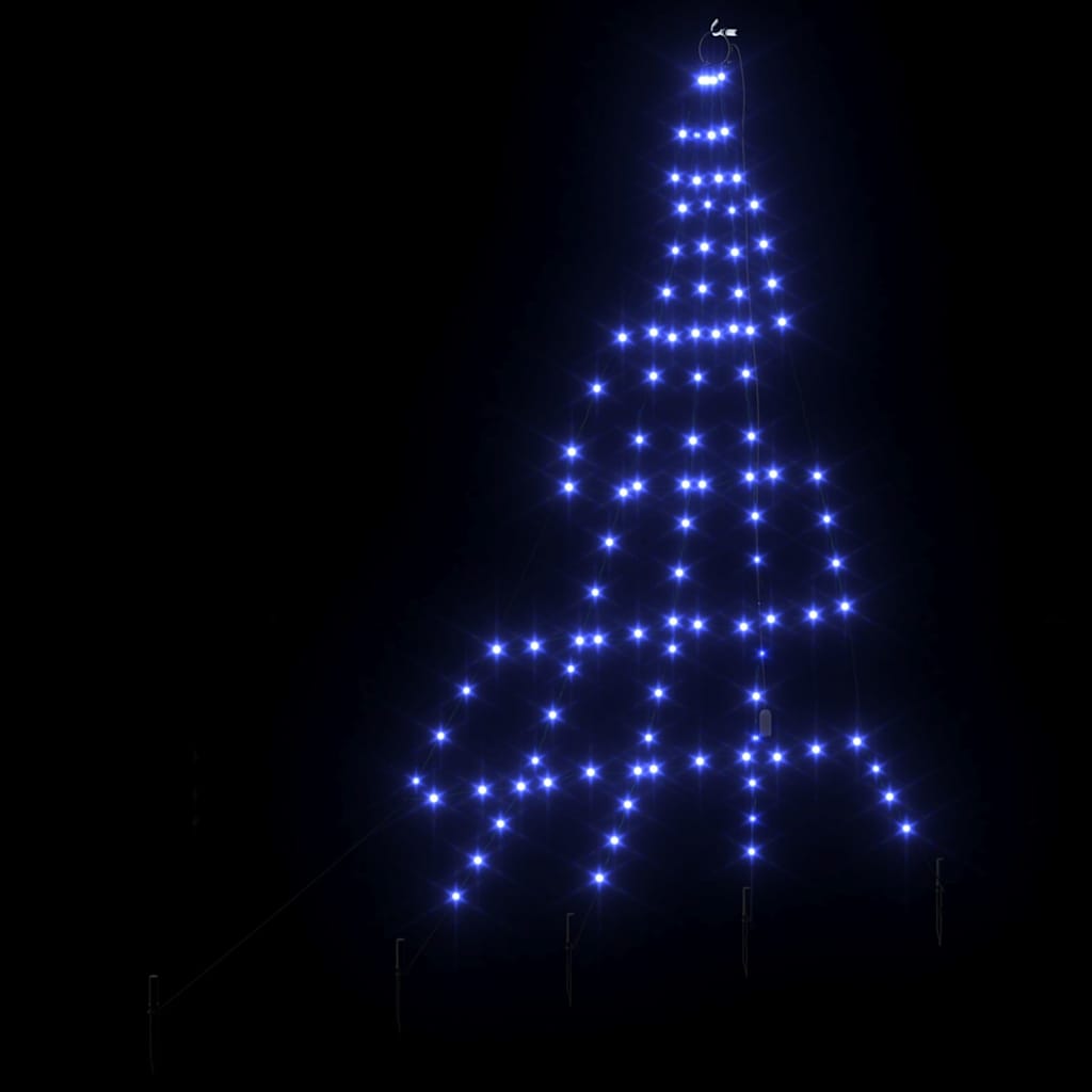 Albero di Natale a LED con picchetti da terra, blu, 180 cm, metallo