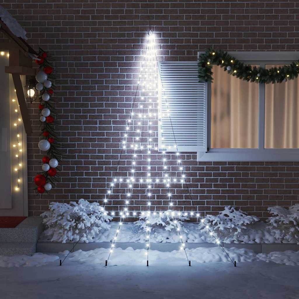 LED Weihnachtsbaum mit Erdspießen Kaltweiß 306 cm Metall