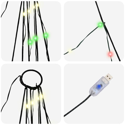 Albero di Natale a LED con picchetti da terra, multicolore, 300 cm, metallo