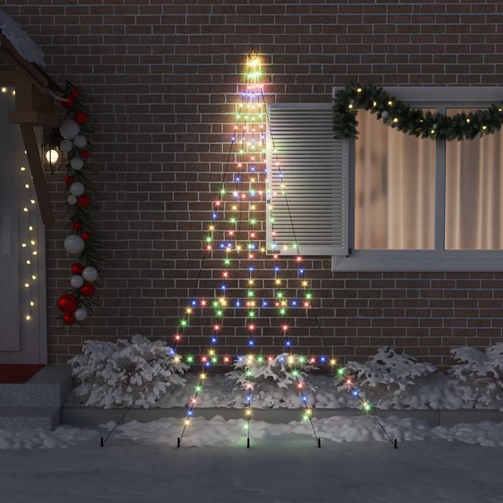 Albero di Natale a LED con picchetti da terra, multicolore, 300 cm, metallo