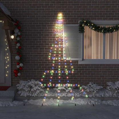 Albero di Natale a LED con picchetti da terra, multicolore, 300 cm, metallo