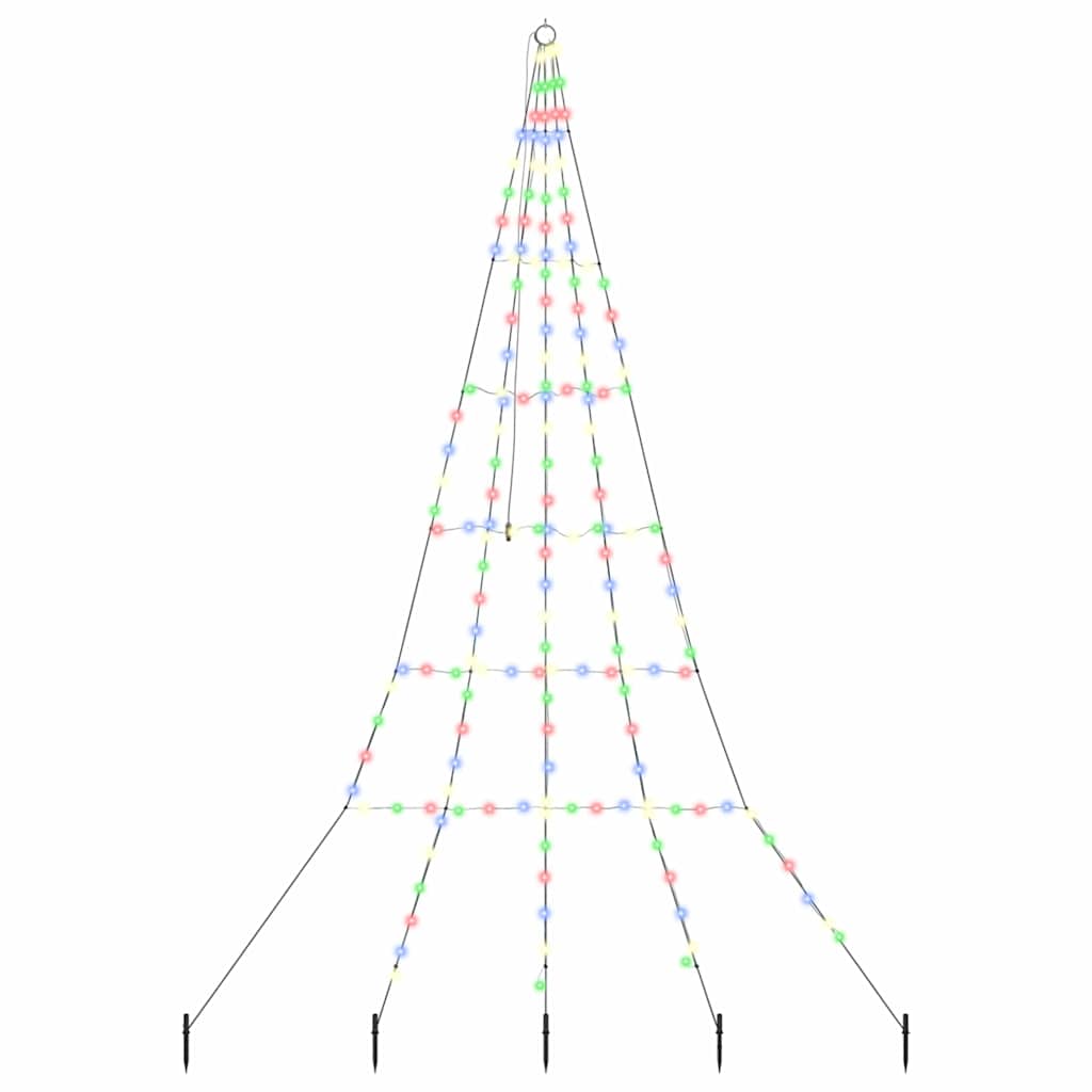 Albero di Natale a LED con picchetti da terra, multicolore, 300 cm, metallo
