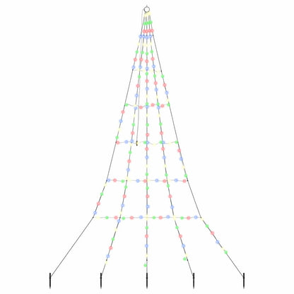 Albero di Natale a LED con picchetti da terra, multicolore, 300 cm, metallo