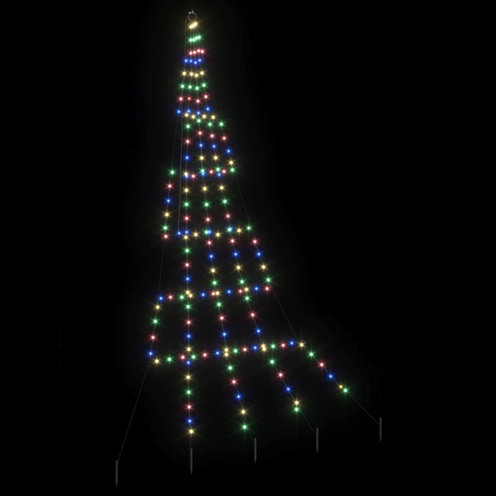 Albero di Natale a LED con picchetti da terra, multicolore, 300 cm, metallo