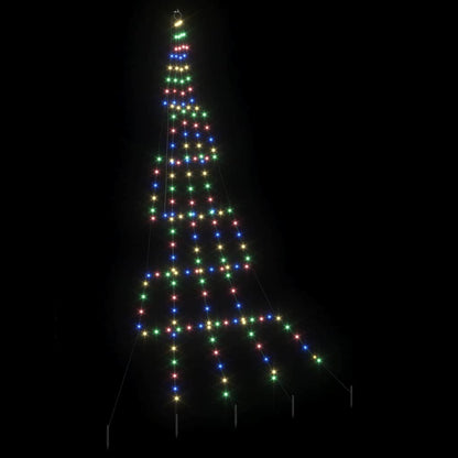 Albero di Natale a LED con picchetti da terra, multicolore, 300 cm, metallo