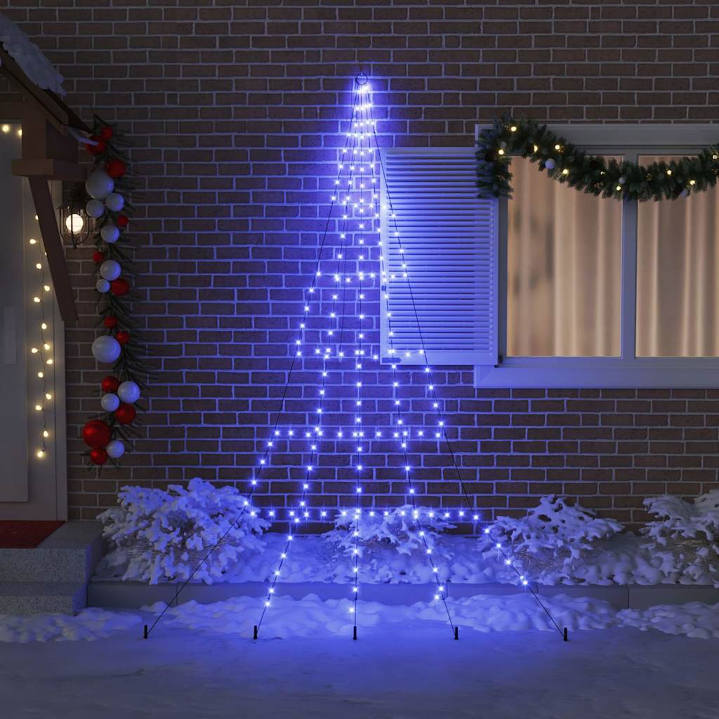 LED Weihnachtsbaum mit Erdspießen Blau 306 cm Metall