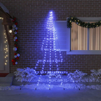 LED Weihnachtsbaum mit Erdspießen Blau 306 cm Metall