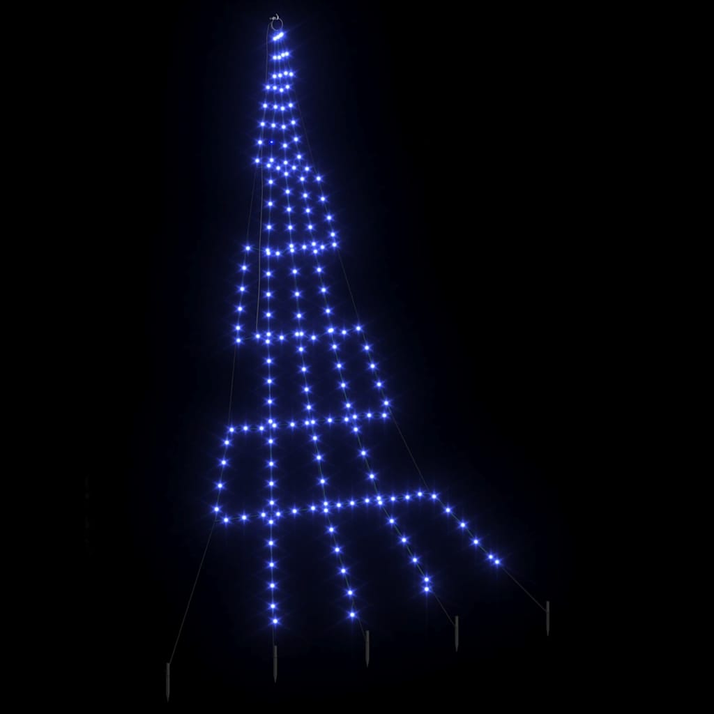 LED Weihnachtsbaum mit Erdspießen Blau 306 cm Metall