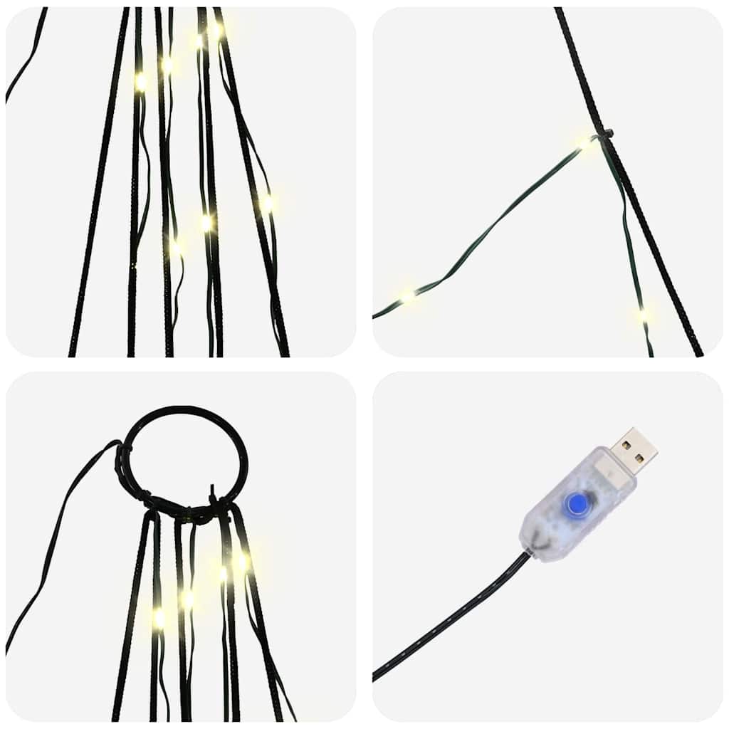 Albero di Natale a LED con picchetti da terra, bianco caldo, 500 cm, metallo