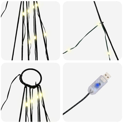 Albero di Natale a LED con picchetti da terra, bianco caldo, 500 cm, metallo