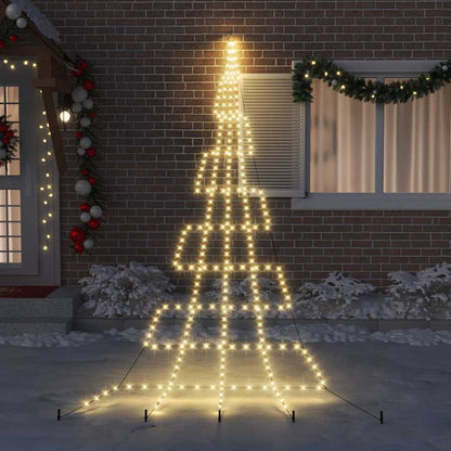 Albero di Natale a LED con picchetti da terra, bianco caldo, 500 cm, metallo
