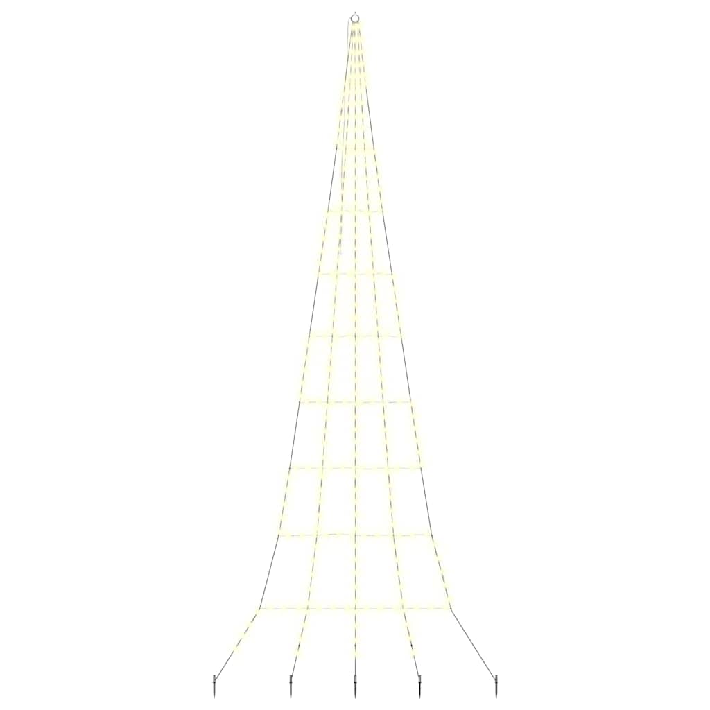 Albero di Natale a LED con picchetti da terra, bianco caldo, 500 cm, metallo