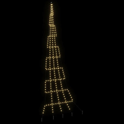 Albero di Natale a LED con picchetti da terra, bianco caldo, 500 cm, metallo