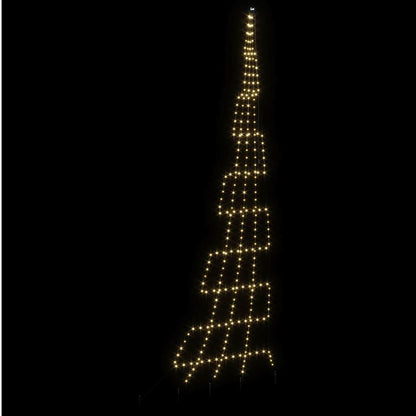 Albero di Natale a LED con picchetti da terra, bianco caldo, 500 cm, metallo