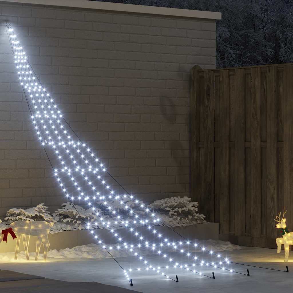 Albero di Natale a LED con picchetti da terra, bianco freddo, 500 cm, metallo