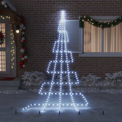 Albero di Natale a LED con picchetti da terra, bianco freddo, 500 cm, metallo