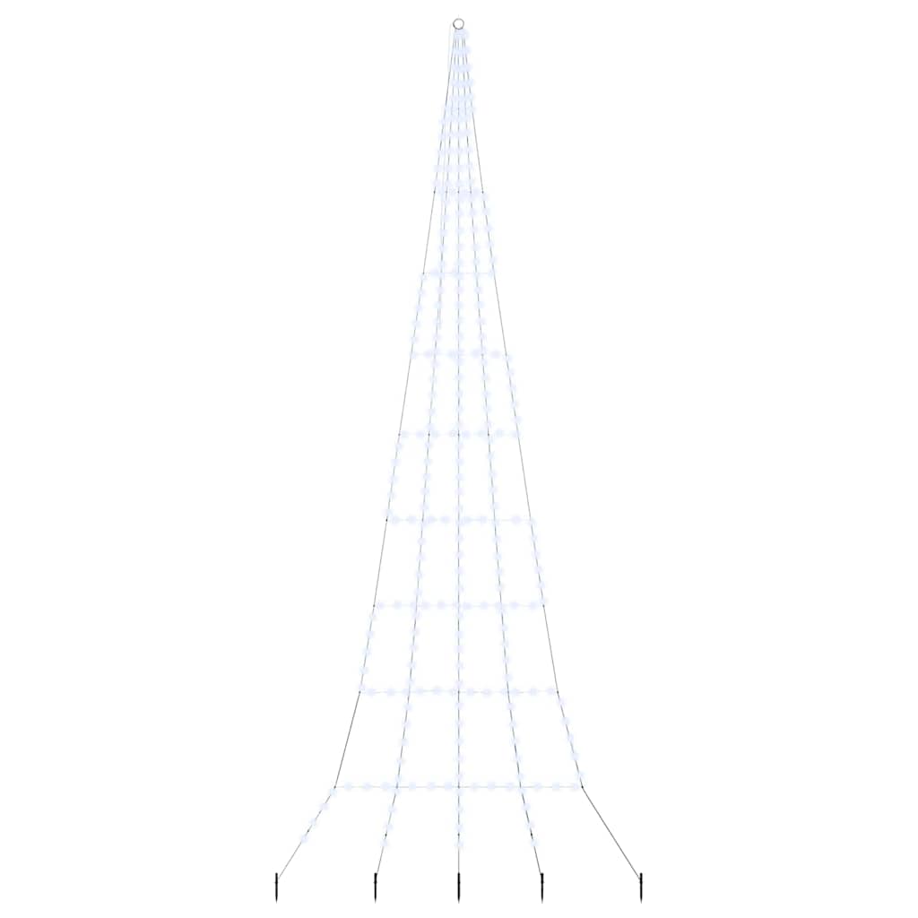 Albero di Natale a LED con picchetti da terra, bianco freddo, 500 cm, metallo