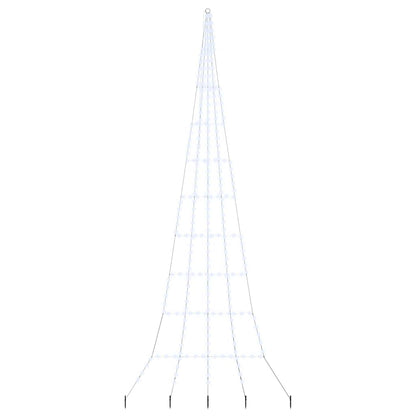 Albero di Natale a LED con picchetti da terra, bianco freddo, 500 cm, metallo