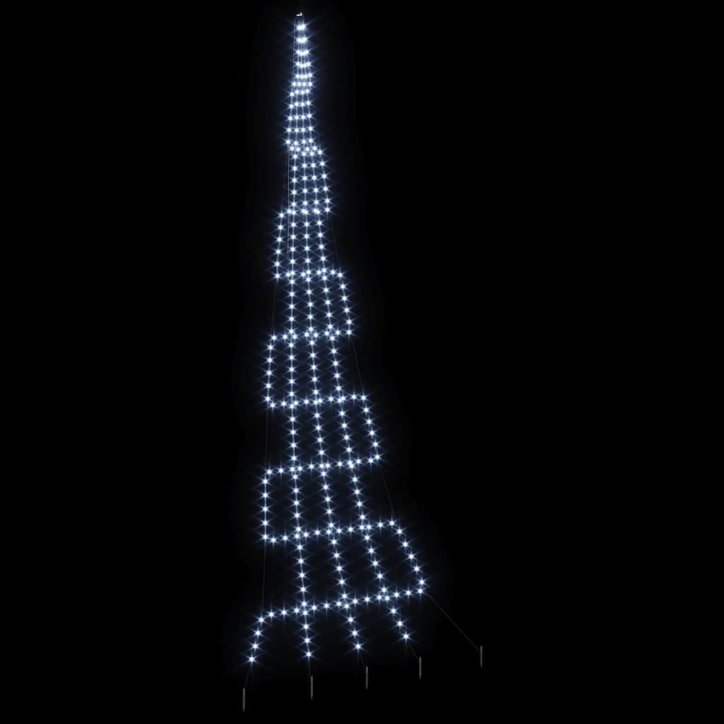 Albero di Natale a LED con picchetti da terra, bianco freddo, 500 cm, metallo