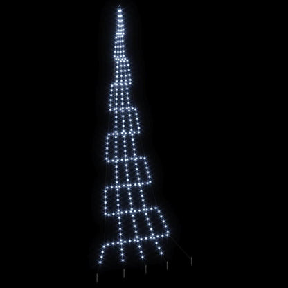 Albero di Natale a LED con picchetti da terra, bianco freddo, 500 cm, metallo