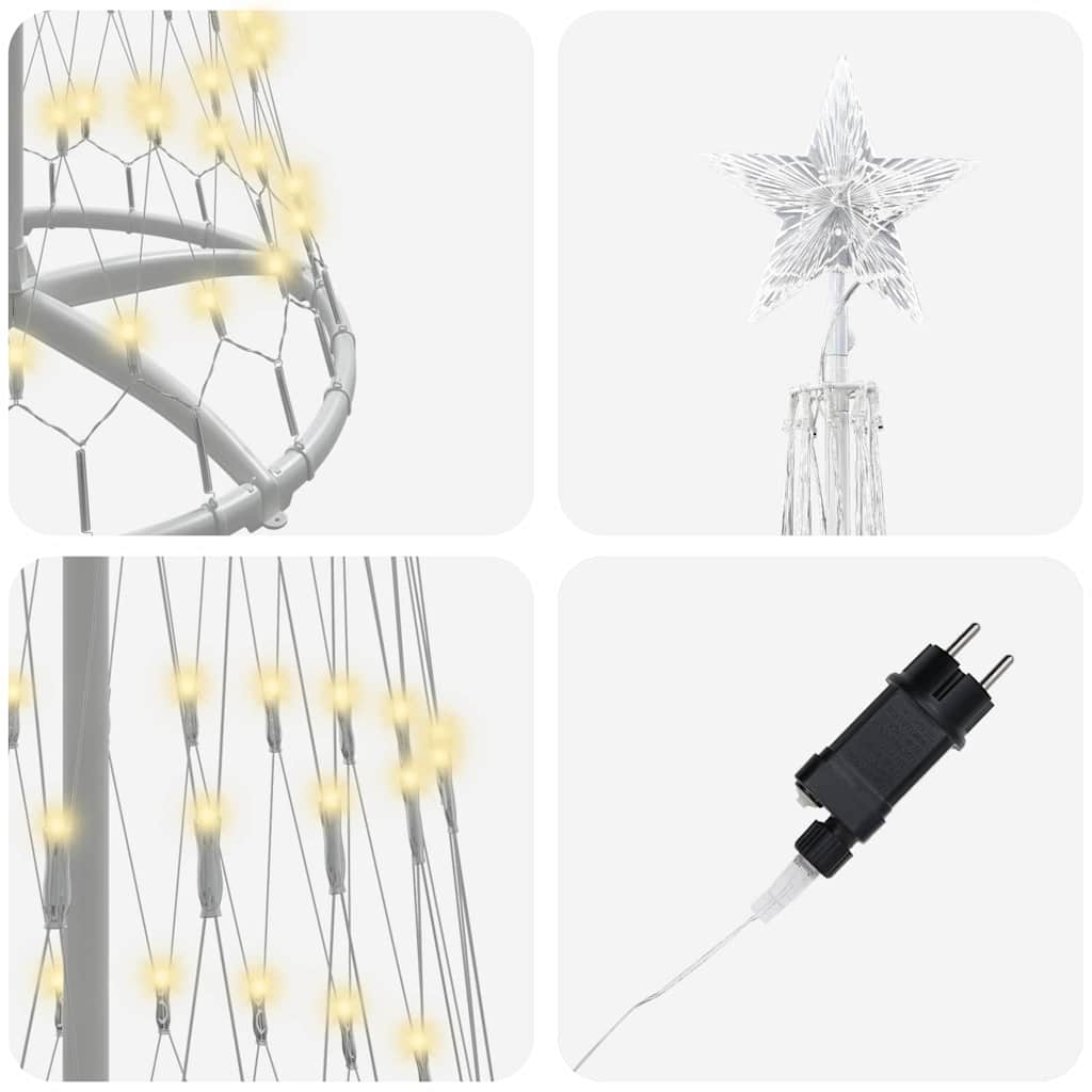 LED-Weihnachtsbaum Warmes Weiß 70 x 70 x 250 cm Metall