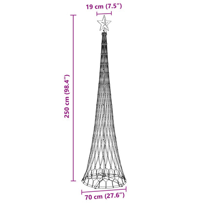 LED-Weihnachtsbaum Warmes Weiß 70 x 70 x 250 cm Metall