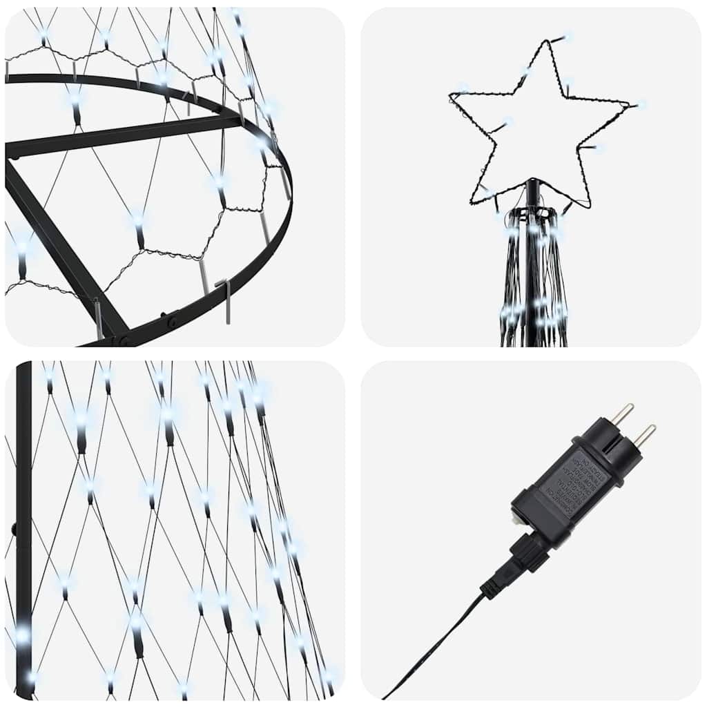 LED-Weihnachtsbaum Kaltweiß 100 x 100 x 250 cm Metall