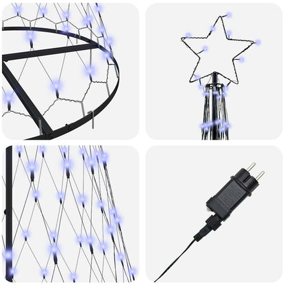 LED-Weihnachtsbaum mit 290 LEDs Blau 100 x 100 x 250 cm Metall