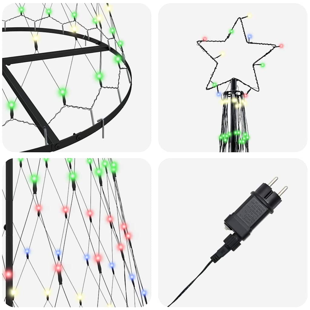 LED-Weihnachtsbaum Mehrfarbig 100 x 100 x 250 cm Metall