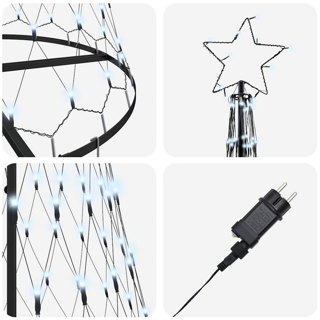 LED-Weihnachtsbaum Kaltweiß 100,5 x 100,5 x 302,5 cm Metall