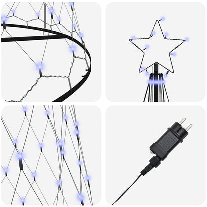 LED-Weihnachtsbaum Blau 138,5 x 138,5 x 399 cm Metall