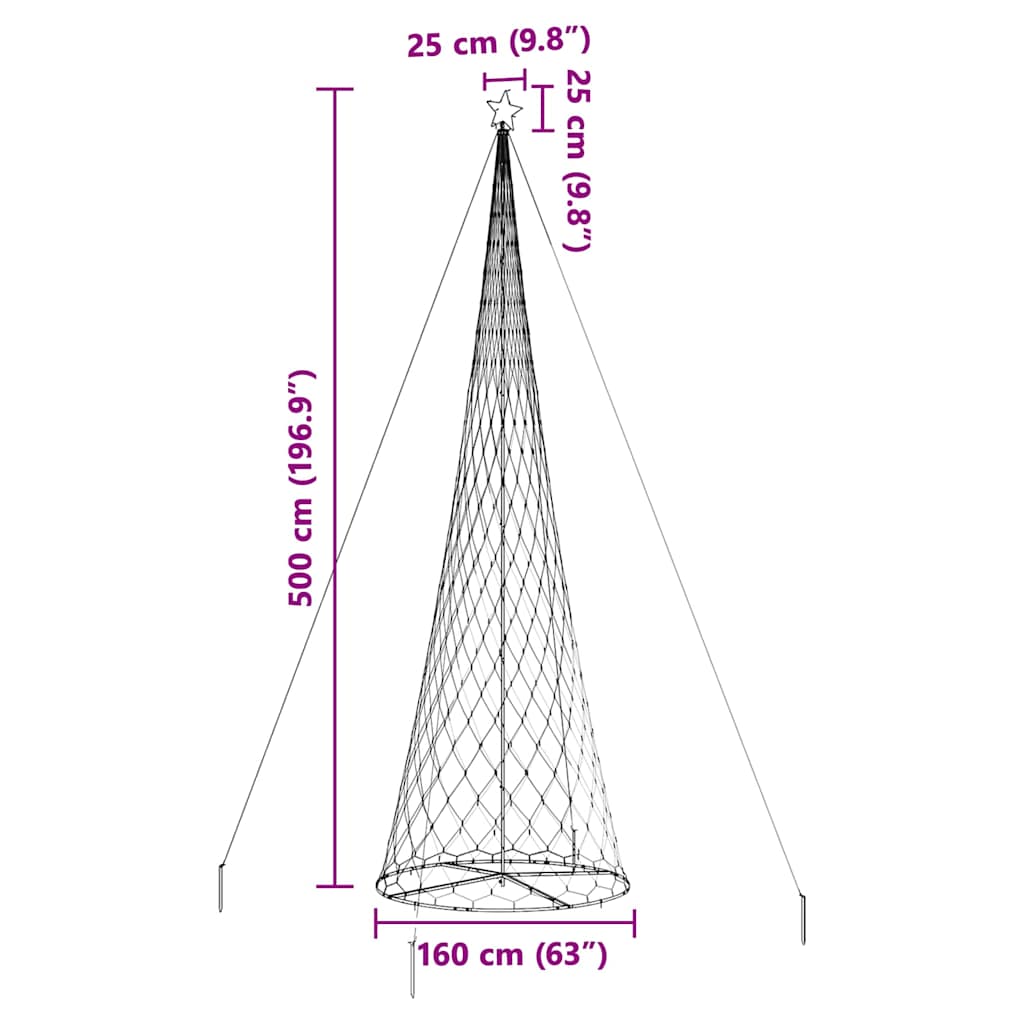LED-Weihnachtsbaum mit 550 LEDs Blau 160 x 160 x 500 cm Metall