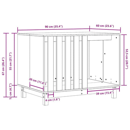 Hundehütte Wachsbraun 90 x 60 x 67 cm Massives Kiefernholz