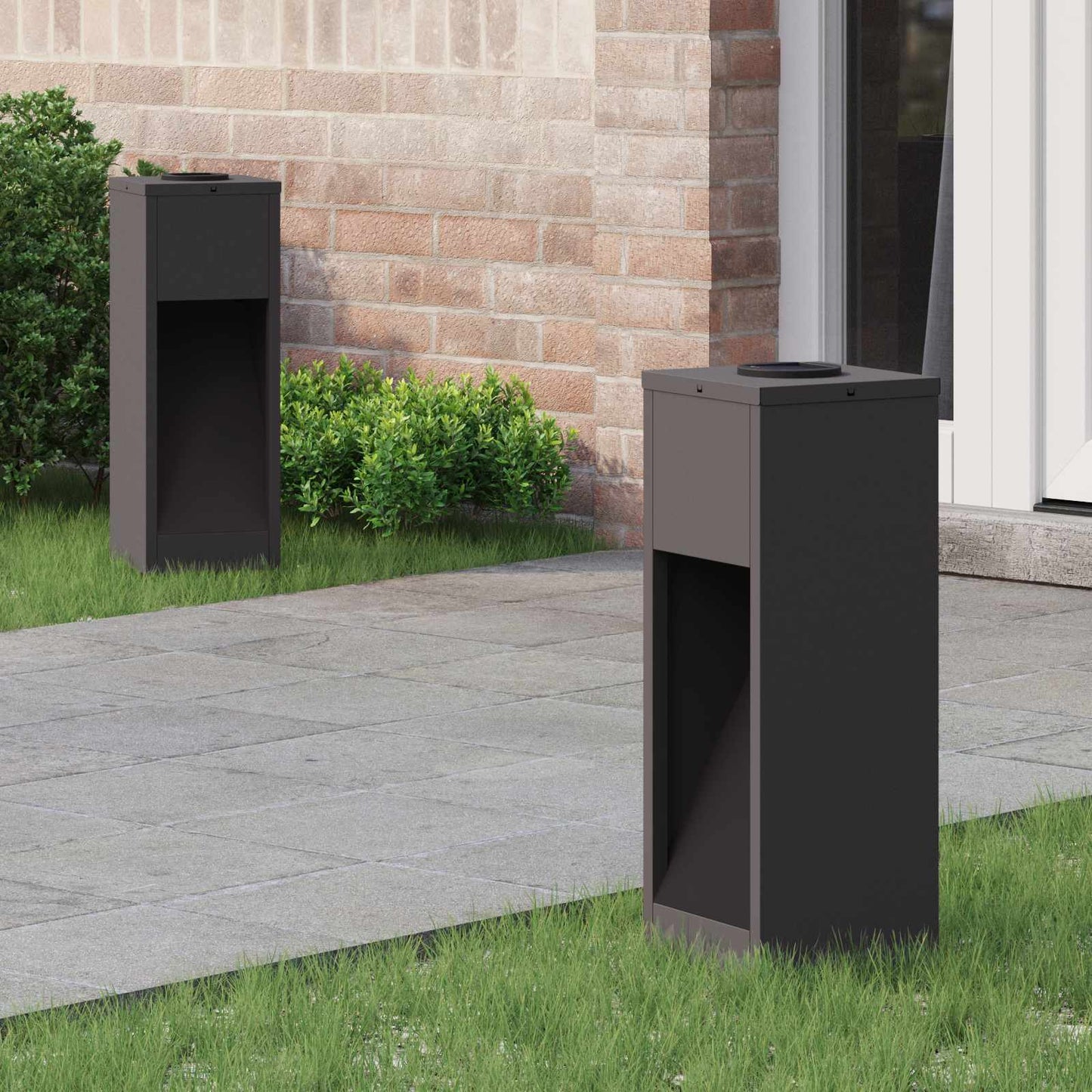 Solar LED Wegeleuchte 2 pcs Schwarz Kalt gewalzter Stahl