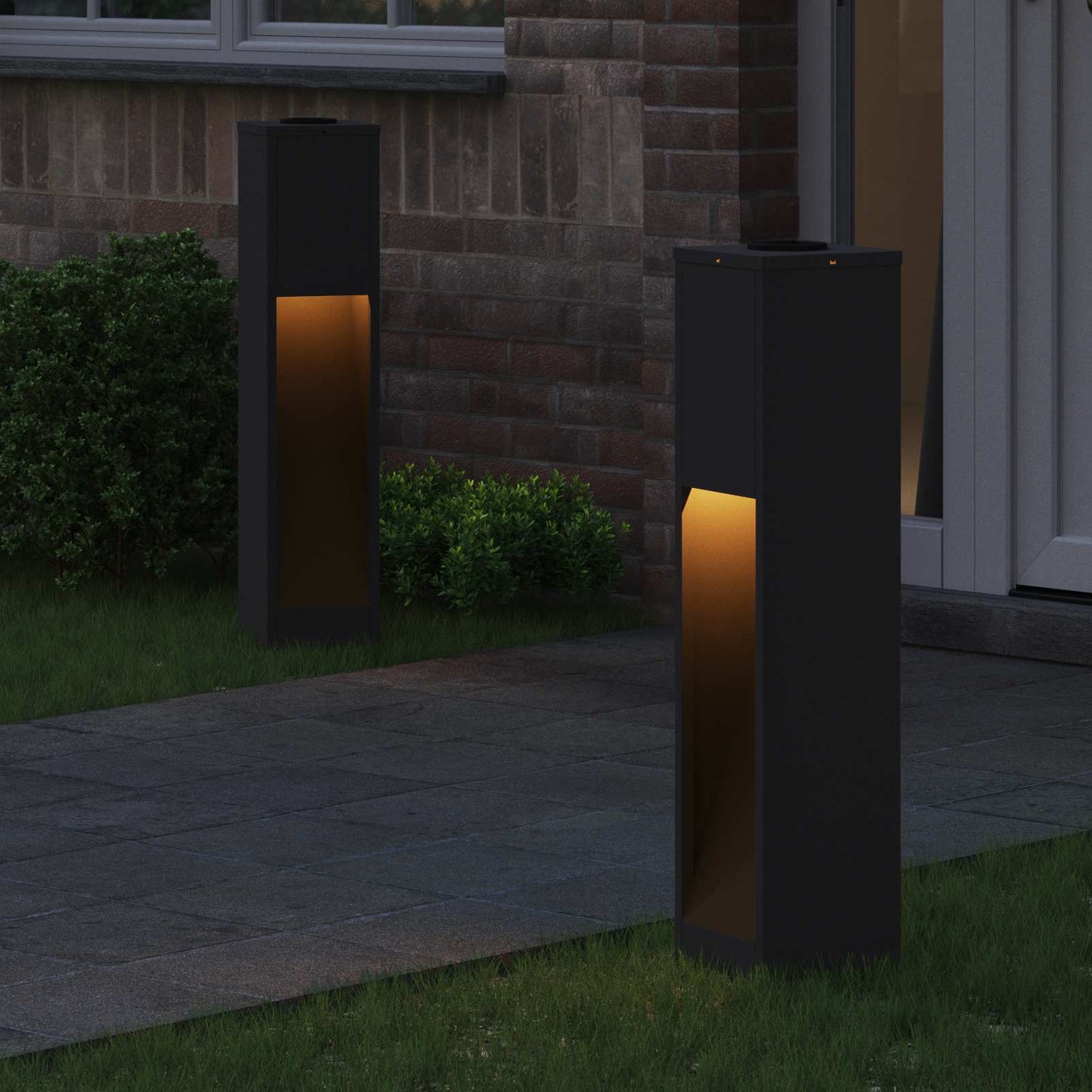 Solar LED Wegeleuchte 2 pcs Schwarz Kalt gewalzter Stahl