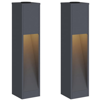 Solar LED Wegeleuchte 2 pcs Anthrazit Kalt gewalzter Stahl