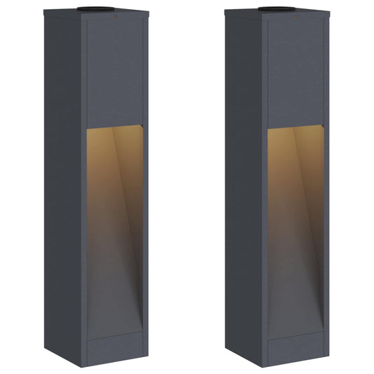 Solar LED Wegeleuchte 2 pcs Anthrazit Kalt gewalzter Stahl