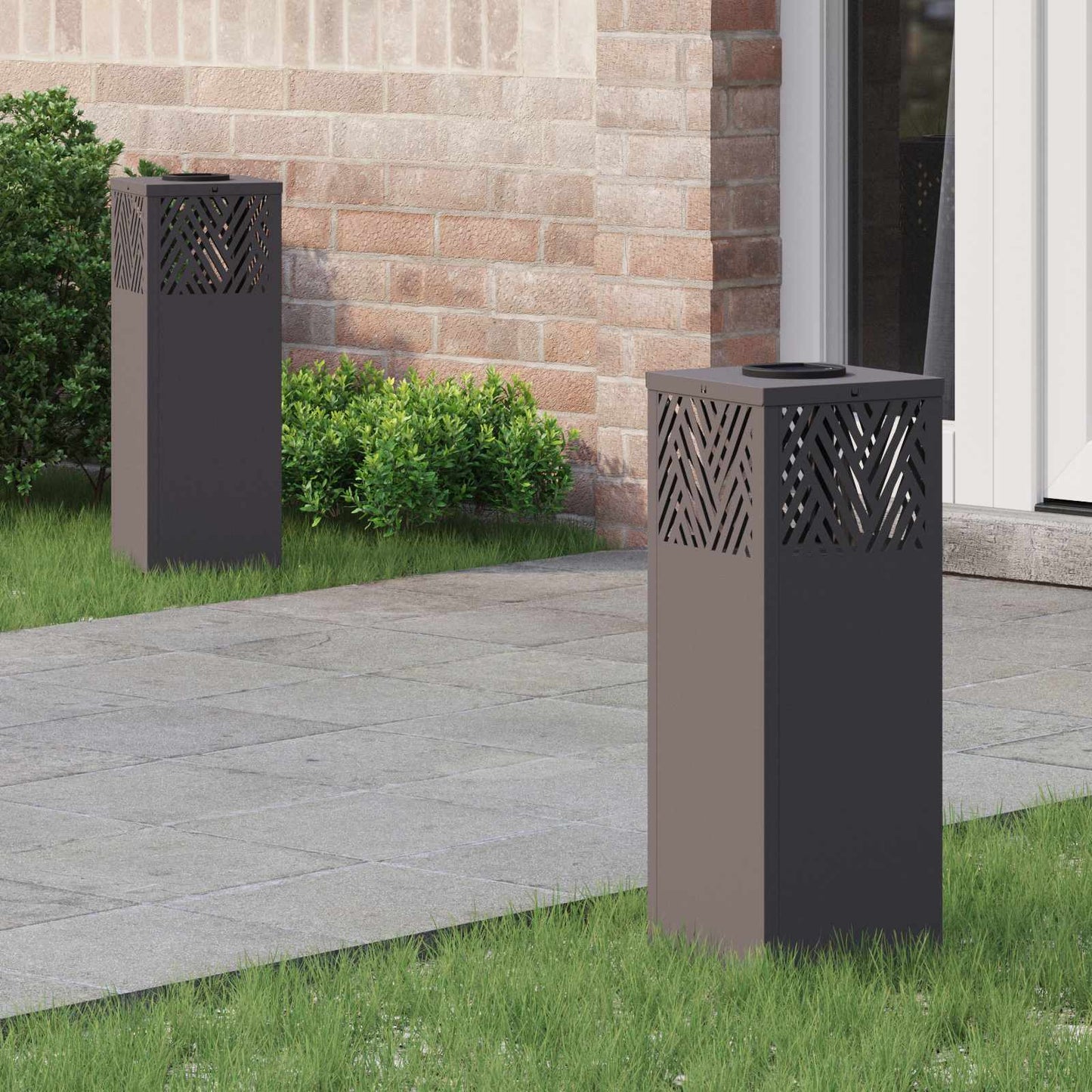 Solar LED Weg Licht 2 pcs Schwarz Kalt gewalzter Stahl