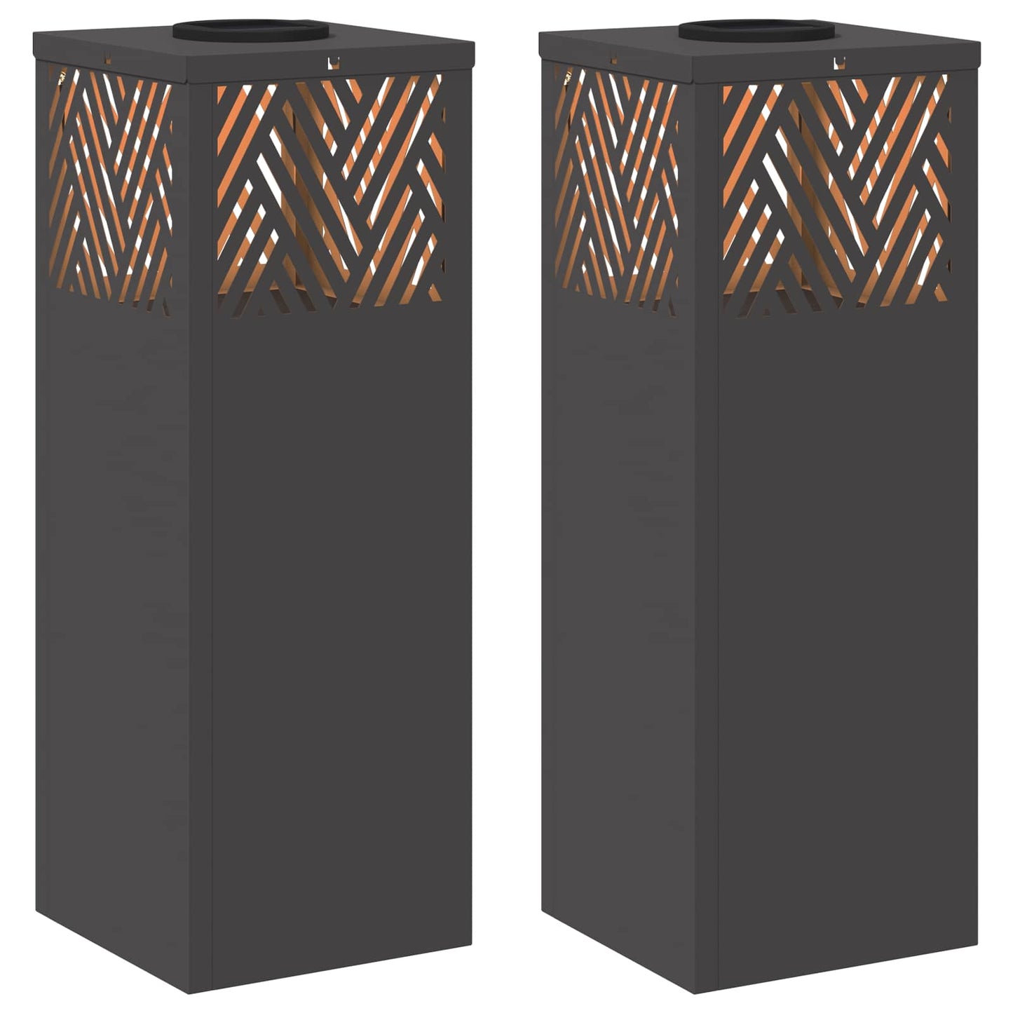 Solar LED Weg Licht 2 pcs Schwarz Kalt gewalzter Stahl