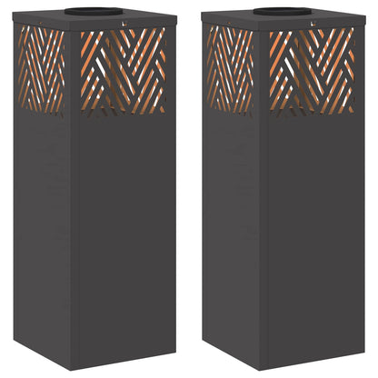 Solar LED Weg Licht 2 pcs Schwarz Kalt gewalzter Stahl