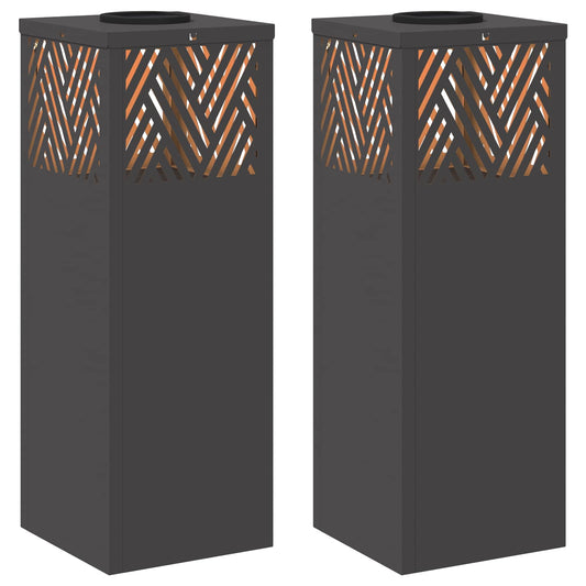 Solar LED Weg Licht 2 pcs Schwarz Kalt gewalzter Stahl