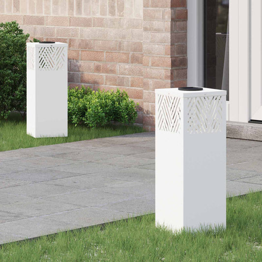 Solar LED Weg Licht 2 pcs Weiß Kalt gewalzter Stahl