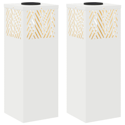 Solar LED Weg Licht 2 pcs Weiß Kalt gewalzter Stahl