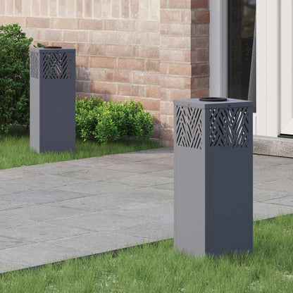 Solar LED Weg Licht 2 pcs Anthrazit Kalt gewalzter Stahl