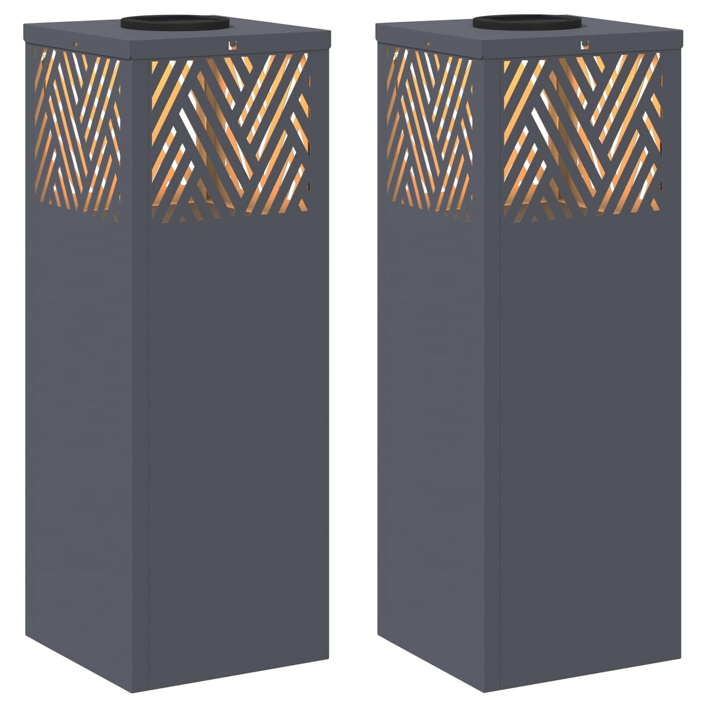 Solar LED Weg Licht 2 pcs Anthrazit Kalt gewalzter Stahl