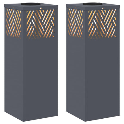 Solar LED Weg Licht 2 pcs Anthrazit Kalt gewalzter Stahl